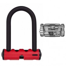 ABUS Mini Round Shackle Bike U-Lock  5.5"/15mm  Red  and Crank Brothers M19 Multi Bicycle Tool Kit - B07D3NHK45